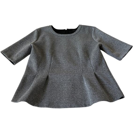 Ann Taylor Top Women's Short Sleeve Pleated Round Neck Gray Size L Chic - Picture 1 of 9